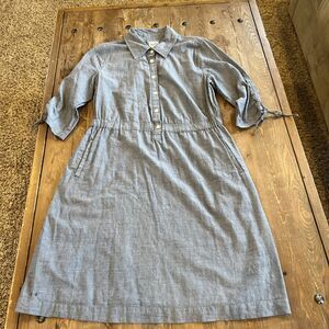 Converse One Star Button Down Denim Chambray Ruched Sleeves XL Mini Dress